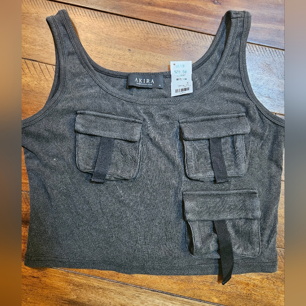 Akira cargo tank, sz XL, charcoal gray